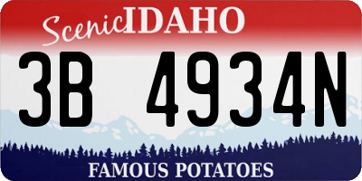 ID license plate 3B4934N