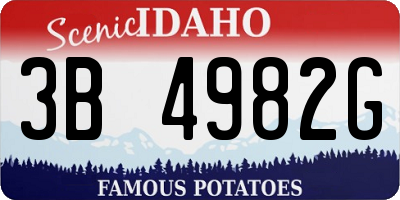 ID license plate 3B4982G
