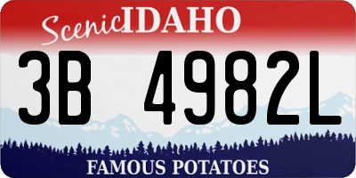 ID license plate 3B4982L
