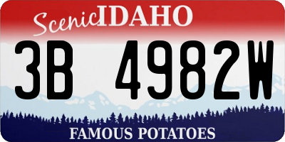 ID license plate 3B4982W