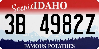 ID license plate 3B4982Z