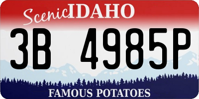 ID license plate 3B4985P