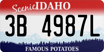 ID license plate 3B4987L