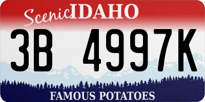 ID license plate 3B4997K
