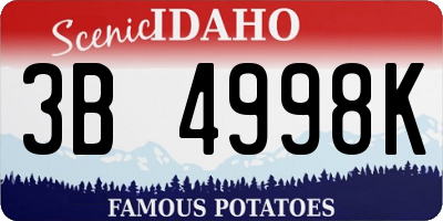ID license plate 3B4998K