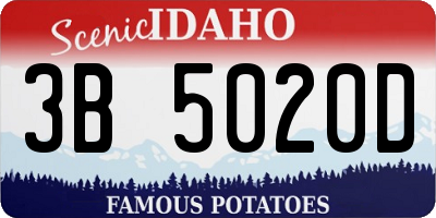 ID license plate 3B5020D