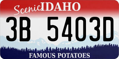 ID license plate 3B5403D