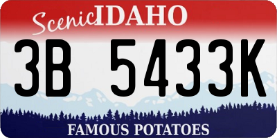 ID license plate 3B5433K