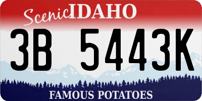 ID license plate 3B5443K