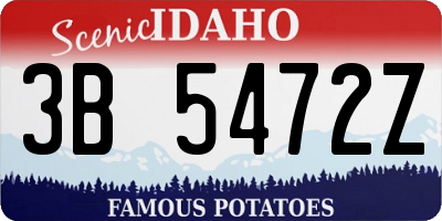 ID license plate 3B5472Z
