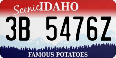 ID license plate 3B5476Z