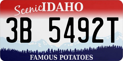 ID license plate 3B5492T