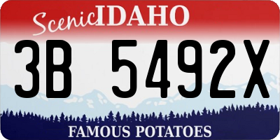 ID license plate 3B5492X