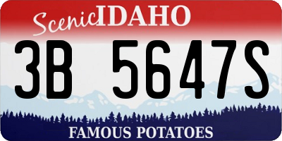 ID license plate 3B5647S