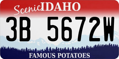 ID license plate 3B5672W