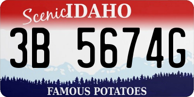 ID license plate 3B5674G