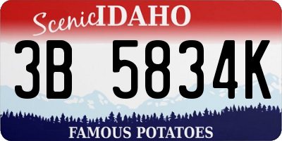 ID license plate 3B5834K