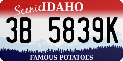 ID license plate 3B5839K