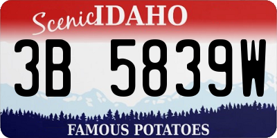 ID license plate 3B5839W