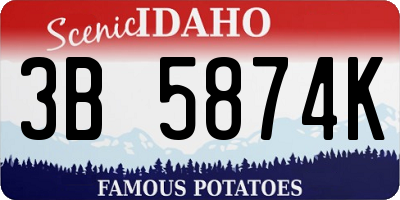 ID license plate 3B5874K