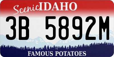 ID license plate 3B5892M
