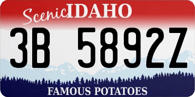 ID license plate 3B5892Z