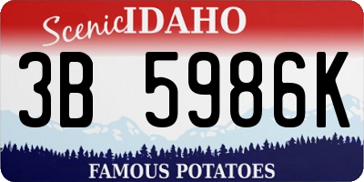 ID license plate 3B5986K