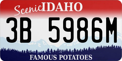 ID license plate 3B5986M