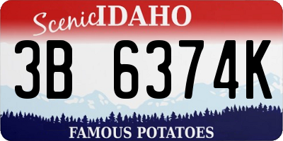 ID license plate 3B6374K