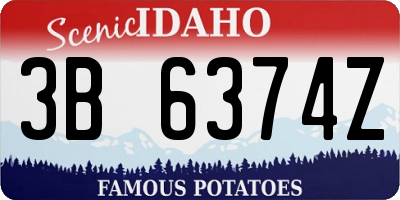 ID license plate 3B6374Z