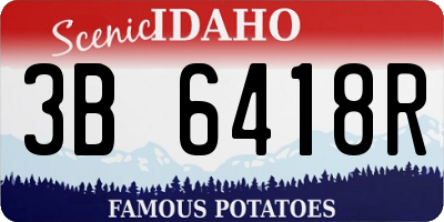ID license plate 3B6418R