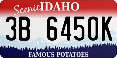 ID license plate 3B6450K