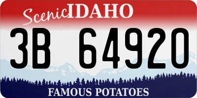 ID license plate 3B6492O