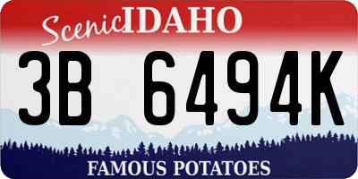 ID license plate 3B6494K