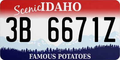 ID license plate 3B6671Z