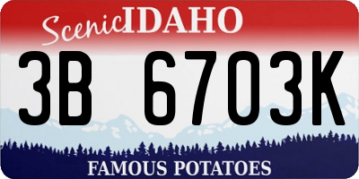 ID license plate 3B6703K