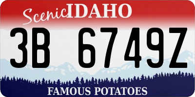 ID license plate 3B6749Z