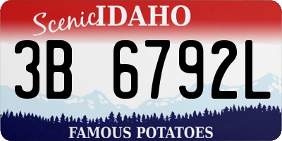 ID license plate 3B6792L