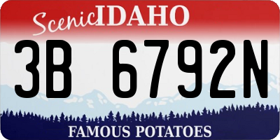 ID license plate 3B6792N