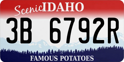 ID license plate 3B6792R