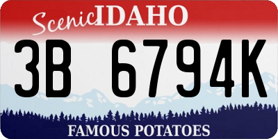 ID license plate 3B6794K