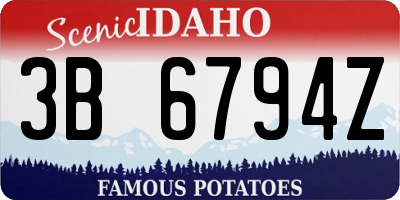ID license plate 3B6794Z
