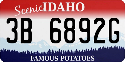 ID license plate 3B6892G
