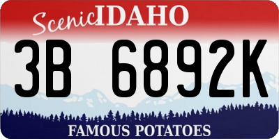 ID license plate 3B6892K