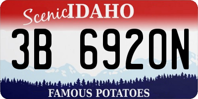 ID license plate 3B6920N