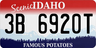 ID license plate 3B6920T