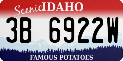 ID license plate 3B6922W