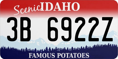 ID license plate 3B6922Z