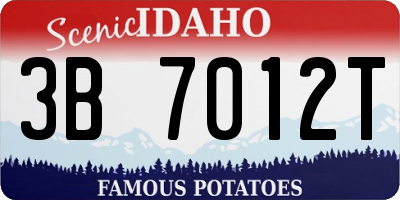 ID license plate 3B7012T