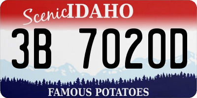 ID license plate 3B7020D